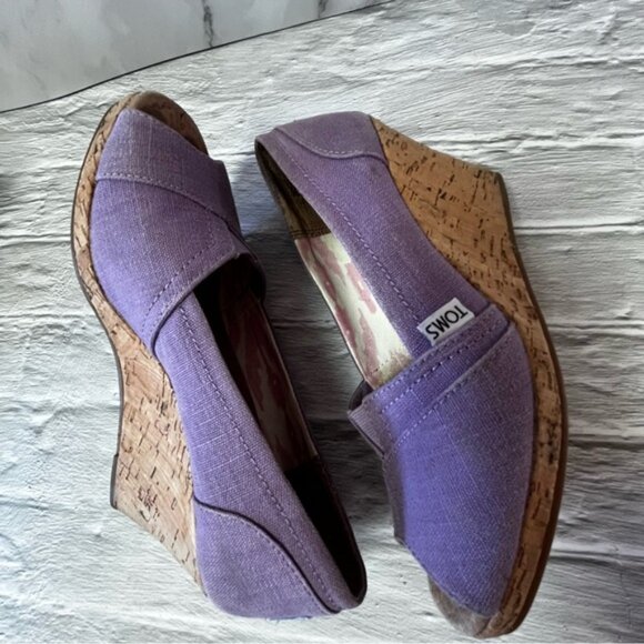Toms Lavender Orchid Peep Toe Wedge Heel Sandals - Picture 6 of 14